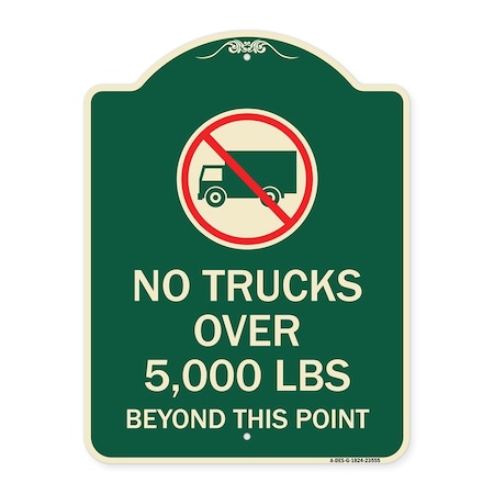 No Trucks Over Beyond This Point With Graphic Heavy-Gauge Aluminum Architectural Sign